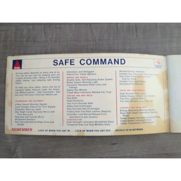 1969 AMC RAMBLER OWNER'S MANUAL OWNER GUIDE ORIGINAL Car Book American Motors - Picture 3 of 9